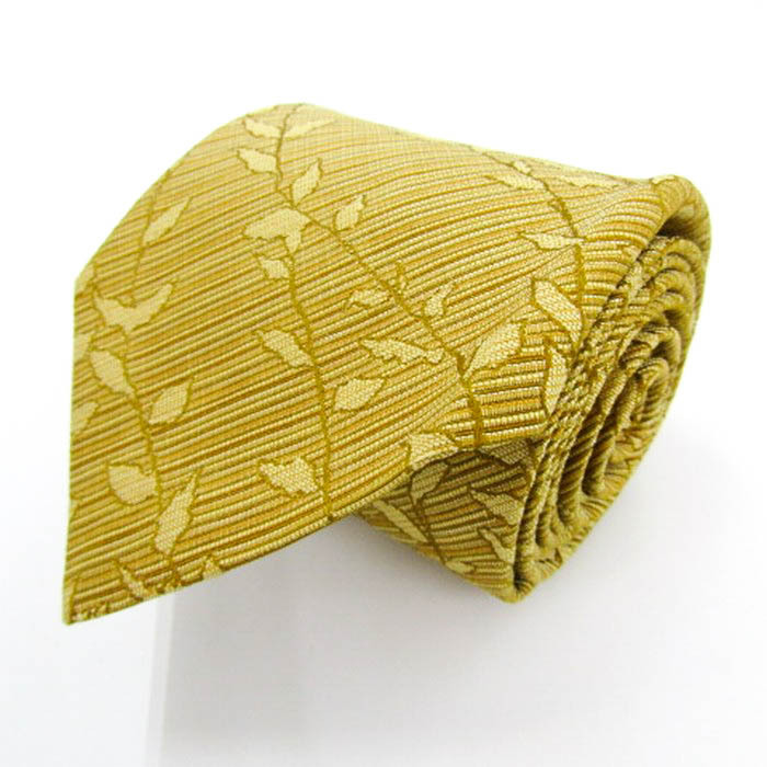 ジムトンプソン ブランド ネクタイ ストライプ柄 リーフ柄 シルク PO メンズ イエロー JIM THOMPSON拍卖