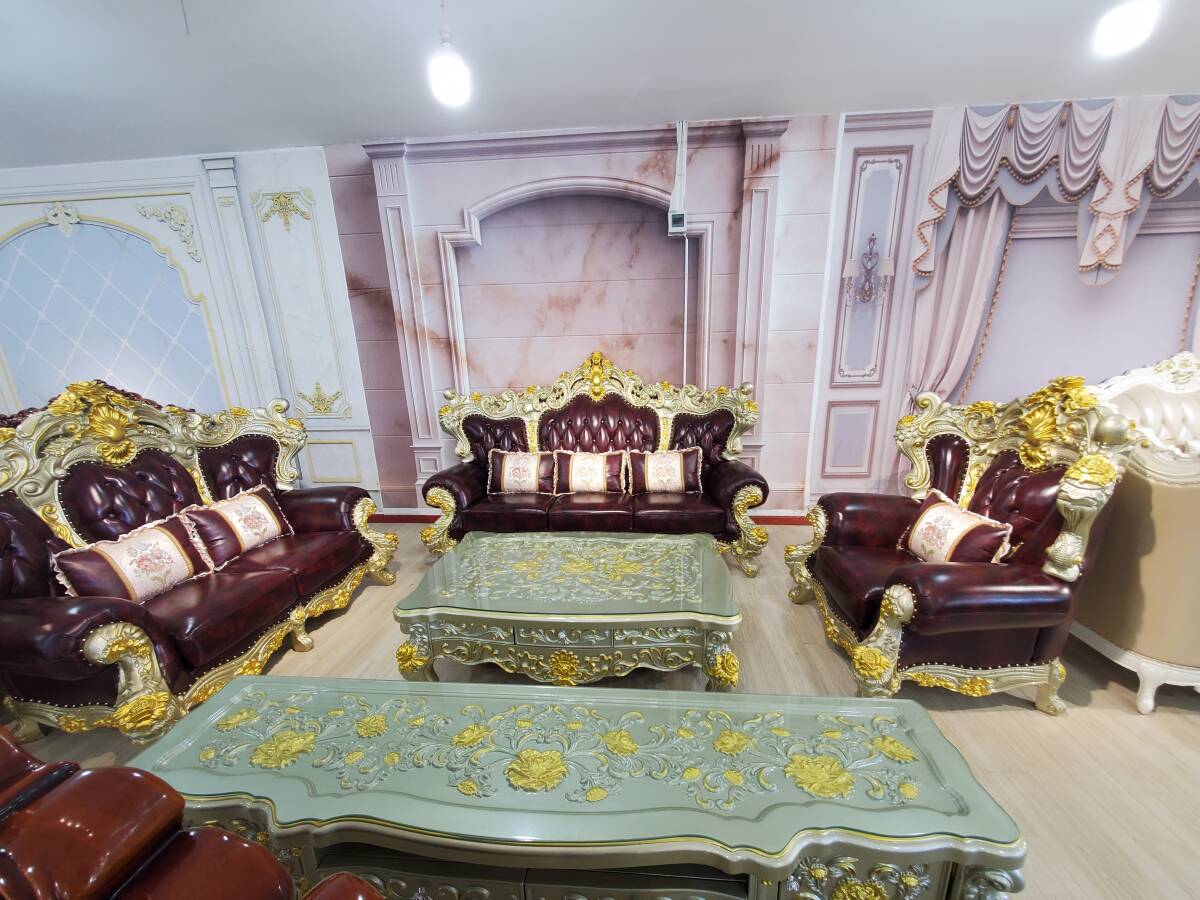 受注生産品 最低価格保証 本革 3点セットアンティーク風 ロココ調 チェスターフィールド調 猫脚1P+2Pと3Pソファー 引取大歓迎拍卖