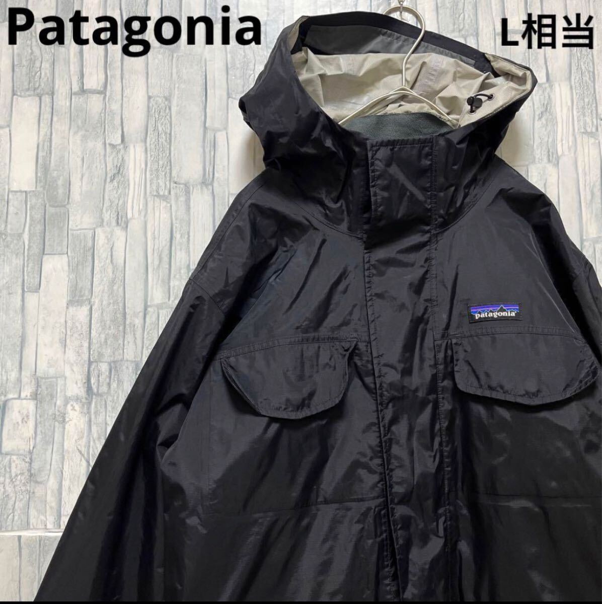 Patagonia パタゴニア トレントシェルパーカー マウンテンパーカー レインジャケット ナイロンジャケット h2no ブラック S 刺繍ロゴ L相当拍卖