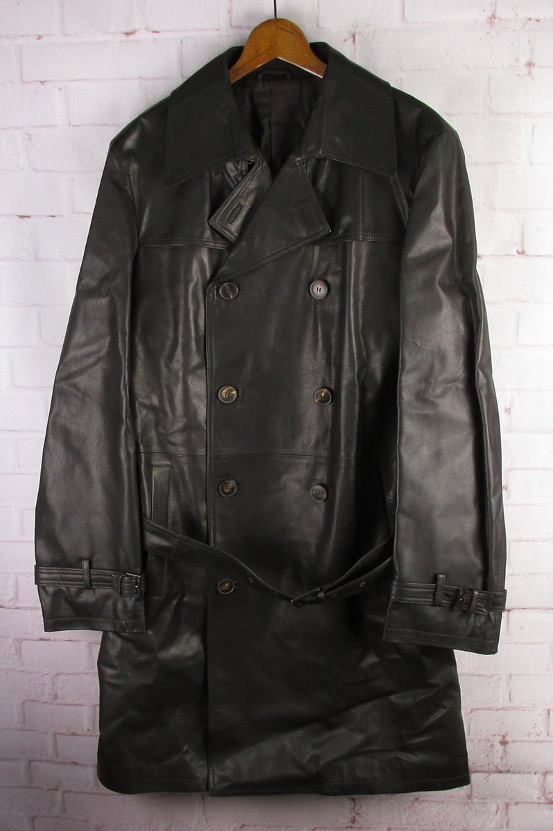 LFJ25846 Ermenegildo Zegna エルメネジルド ゼニア レザー トレンチコート ダークブラウン系 S/48拍卖