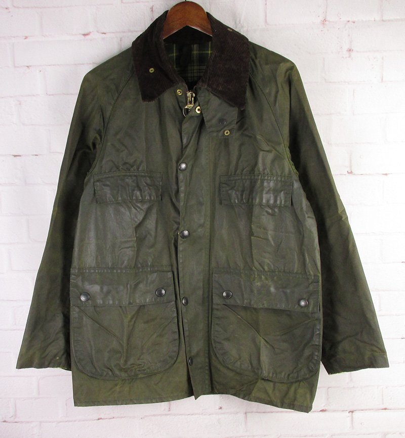 LFJ25768 ビンテージ Barbour バブアー 80s ビデイル 4ポケット 1985年製 2ワラント オイルドジャケット イングランド製 91cm/36in拍卖