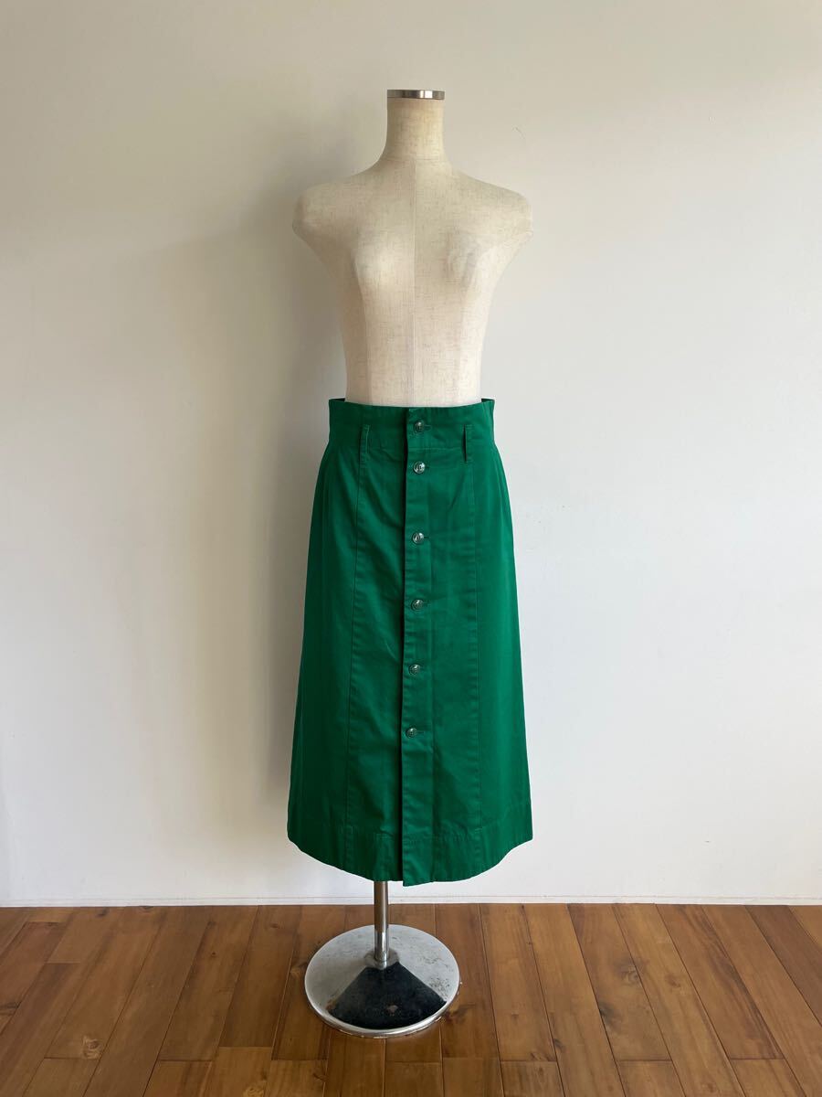 マカフィー/MACPHEE/トゥモローランド/ロングスカート/スカート/グリーン/36/SM/コットン/日本製/良品美品拍卖