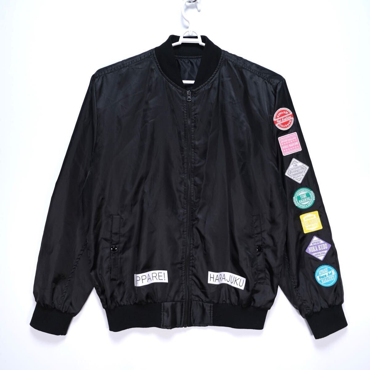 【送料無料】天晴れ!原宿/Appare!/HRJK DIAGONALS ジャケット/袖ワッペン/ブラック/フリーサイズ拍卖