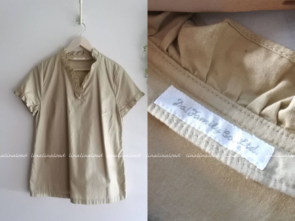 美品です Do!family ドゥファミリー*フリルデザイン コットン プルオーバーブラウス ライトベージュ系拍卖