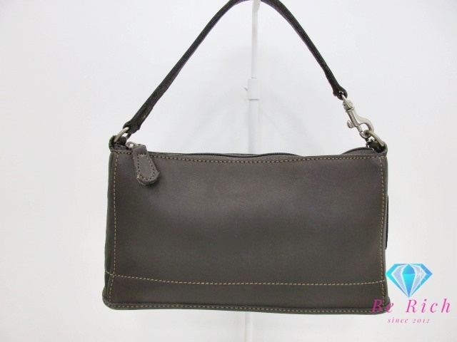 コーチ COACH グラブタンレザー アクセサリーポーチ ハンドバッグ グレー 9311 USA アメリカ 製 オールド レザー 鞄 【中古】bk9449拍卖
