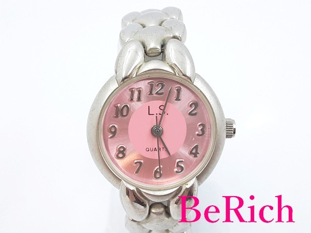 ラック LUCK レディース 腕時計 ラウンド ピンク 文字盤 SS ブレス ロゴ アナログ クォーツ QZ ウォッチ L.S. 【中古】 ht4694拍卖