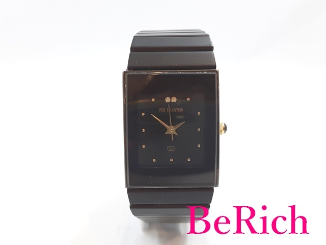 ペレ バレンチノ PER VALENTINO レディース 腕時計 PV-7002-1 スクエア 黒 ブラック 文字盤 SS ブレス アナログ クォーツ 【中古】 ht4735拍卖