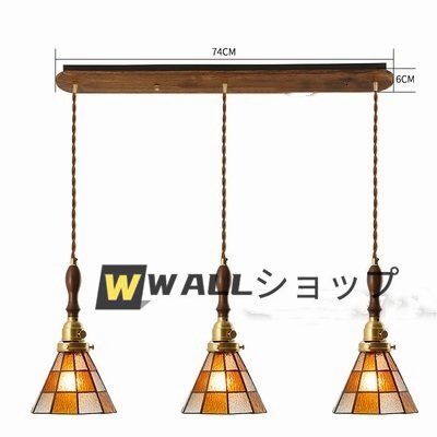 品質保証ステンドグラス.ペンダントライト豪華天井照明ステンドグラスランプ ガラス工芸品 3灯拍卖