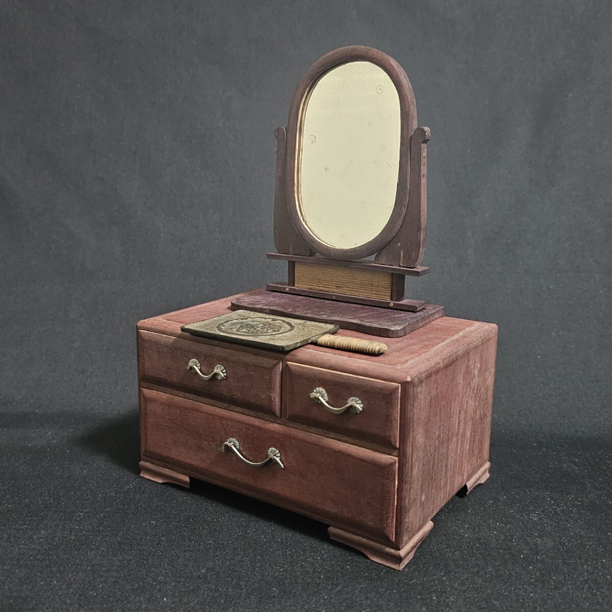 雛道具 鏡台 手鏡 ドレッサー ミラー ミニチュア ドールハウス拍卖