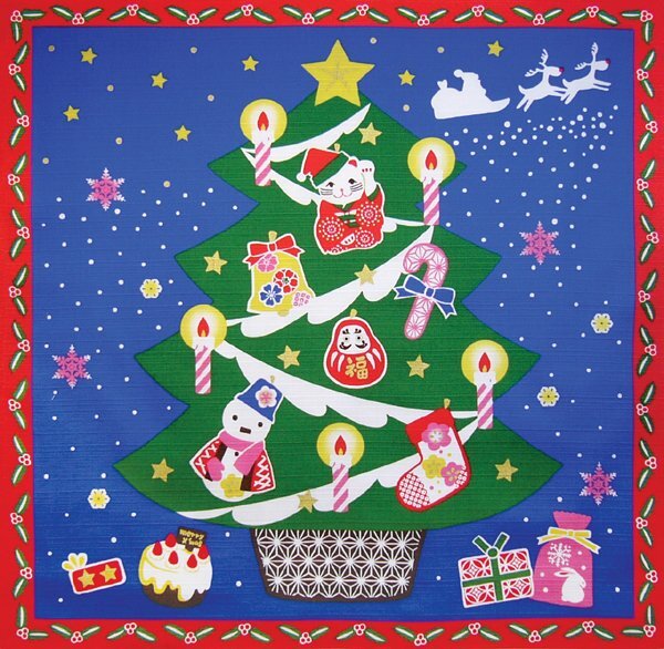 小風呂敷 12月(クリスマス) 綿シャンタン(四季彩布 季節柄)日本製 前田染工 13868拍卖