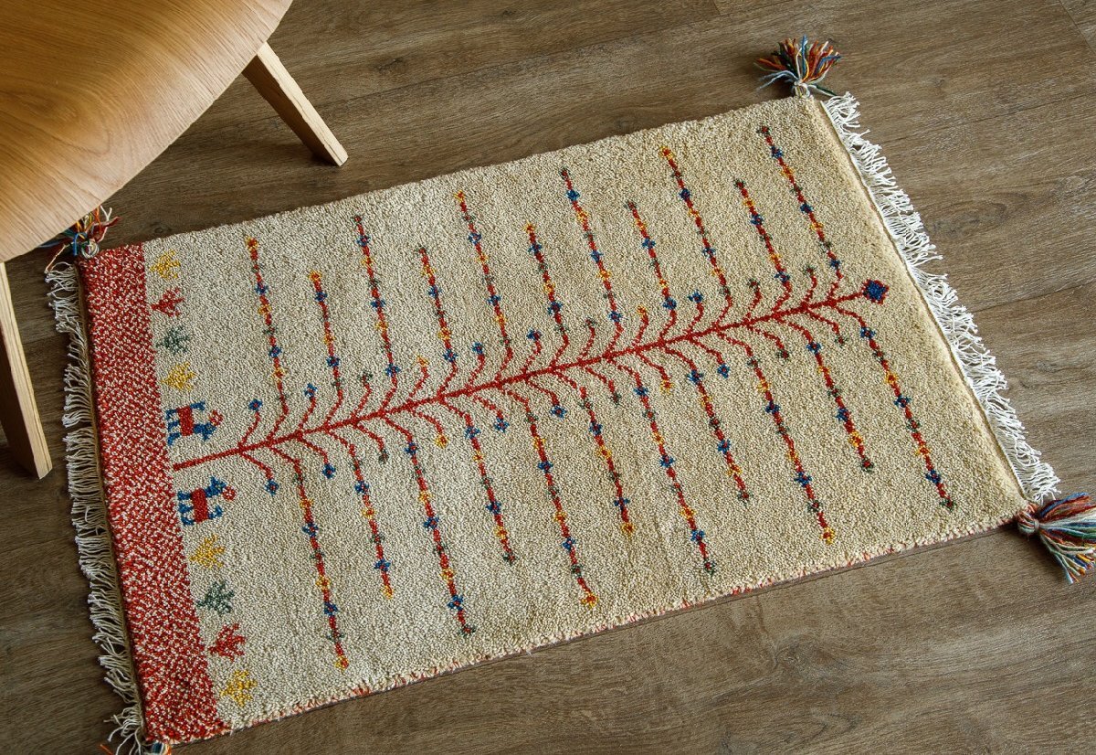 高級手結び絨毯 GABBEH ギャッベ 60×90cm ウール 玄関マット おしゃれ カーペット 絨毯 ハンドノット ギャベ ラグ 段通 キリム 94拍卖