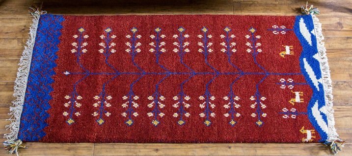 高級手結び絨毯 GABBEH ギャッベ 60×120cm ウール 玄関マット おしゃれ カーペット 絨毯 ハンドノット ギャベ ラグ 段通 キリム 79拍卖