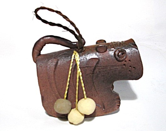 稀少 アンティーク 美品★備前焼 土鈴 虎 寅 トラ 陶器土鈴 寅年干支 開運 厄除け 十二支 郷土玩具 動物 置物 1個★拍卖