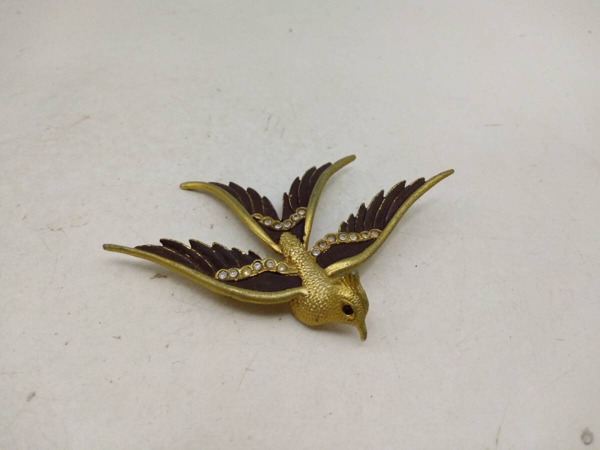 0721-0018 中古★フェニックス ブローチ 鳳凰 ラインストーン カラフル かっこいい 鳥 不死鳥 ピンブローチ拍卖