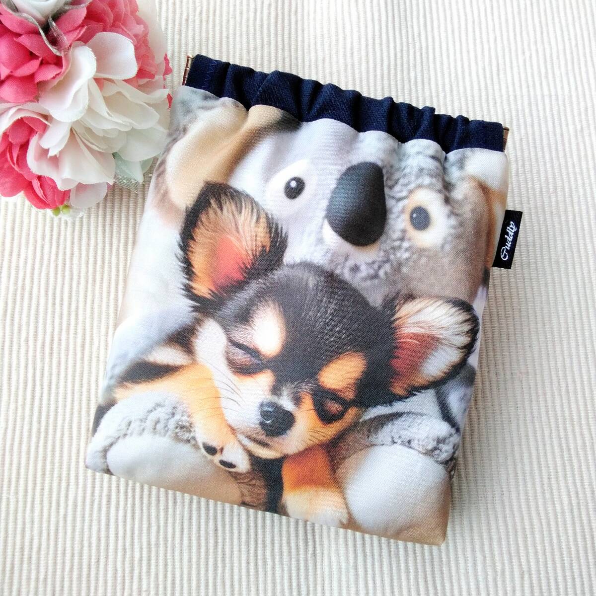 ハンドメイド バネポーチ ぬいぐるみ チワワ パネル生地拍卖