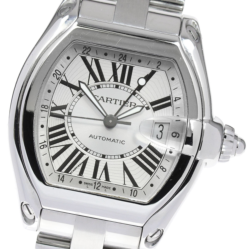 カルティエ CARTIER W62032X6 ロードスター デイト GMT 自動巻き メンズ 内箱付き_848662拍卖