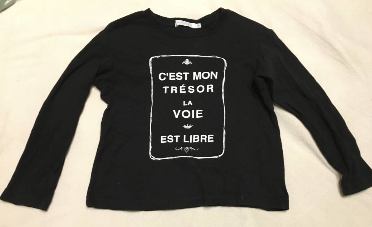 中古 THE SHOP TK フレンチボックスロゴ長袖Tシャツ ブラック(019) 12(120cm)拍卖