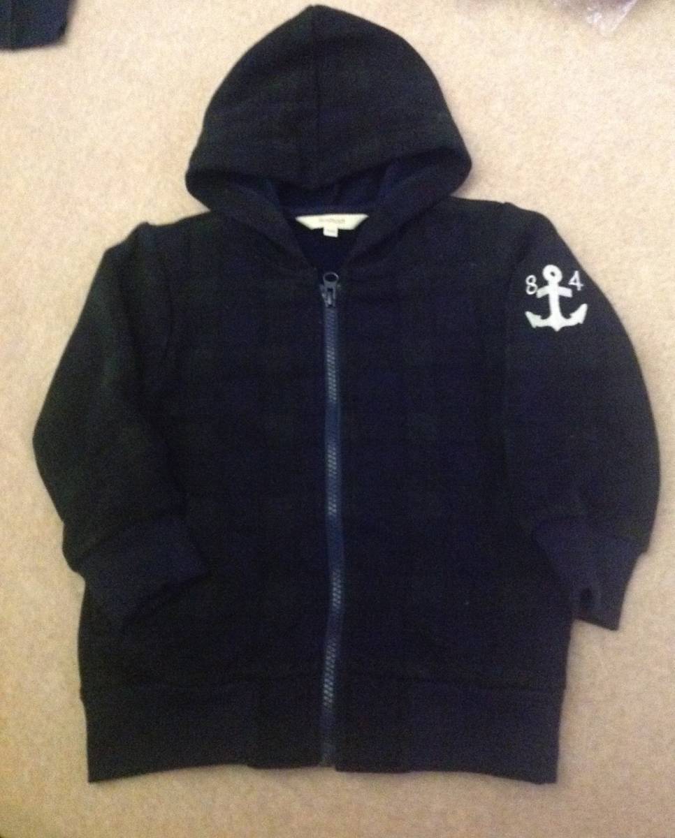 ラスト 新品 HusHusH 裏シャギーイカリワンポイントパーカー ネイビー(293) 13(130cm) 定価3229円 拍卖