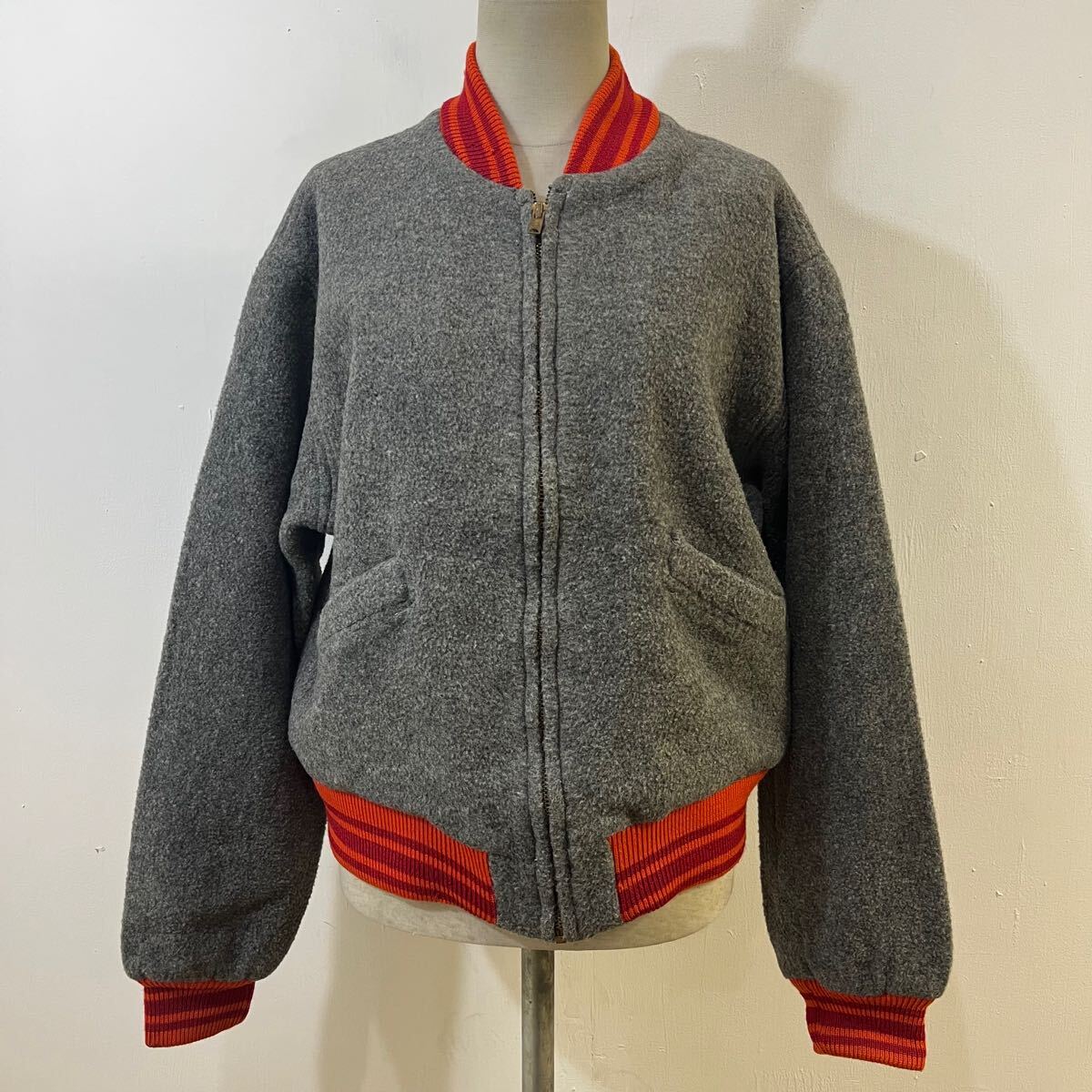 60s 70s VINTAGE リバーシブルジャケット サテンジャケット ウールブルゾン ジップアップ リブ 別珍 ヴィンテージ【送料一律/同梱可能】P拍卖
