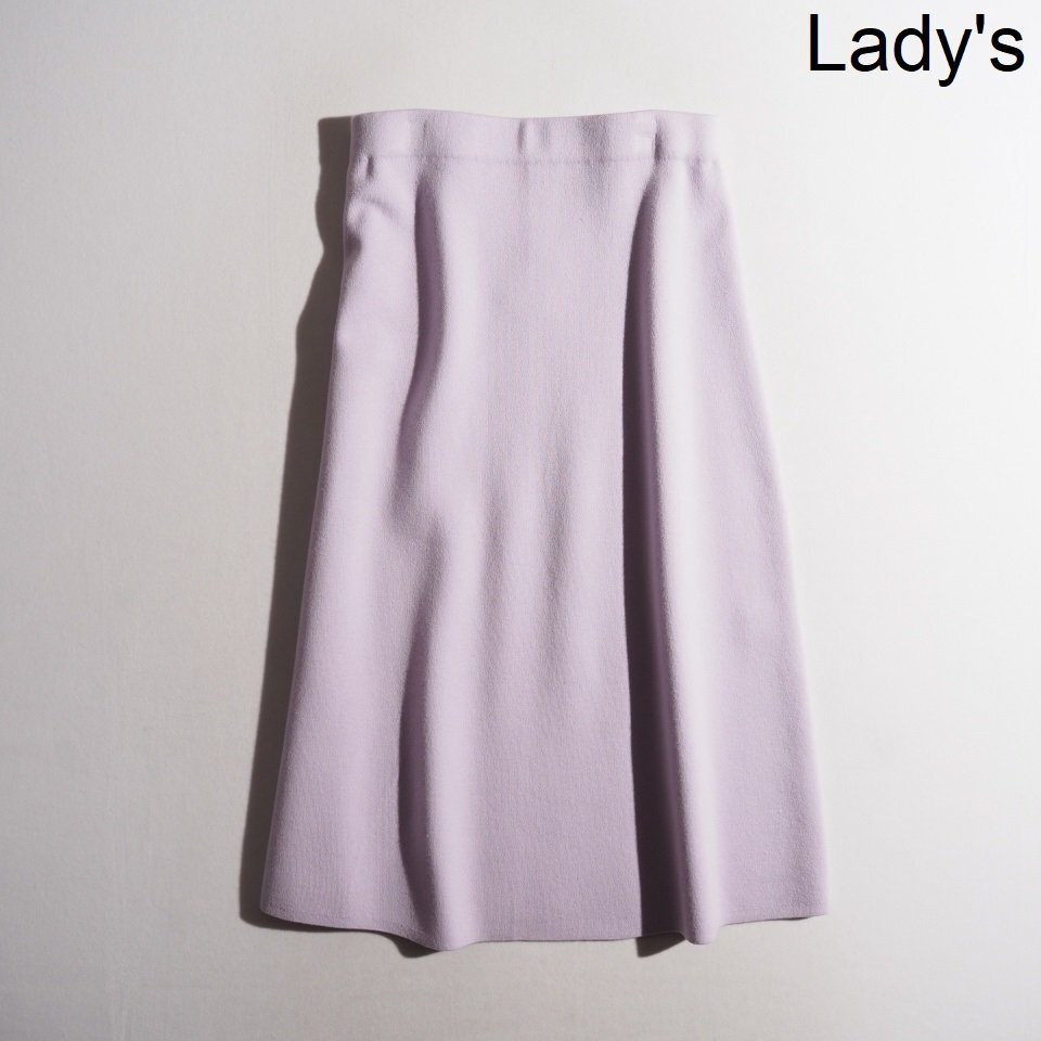 C2596P ▼ebure エブール▼ コットンミラノリブ ロングフレアスカート ラベンダー 38 / スムースニットスカート 春秋 rb拍卖