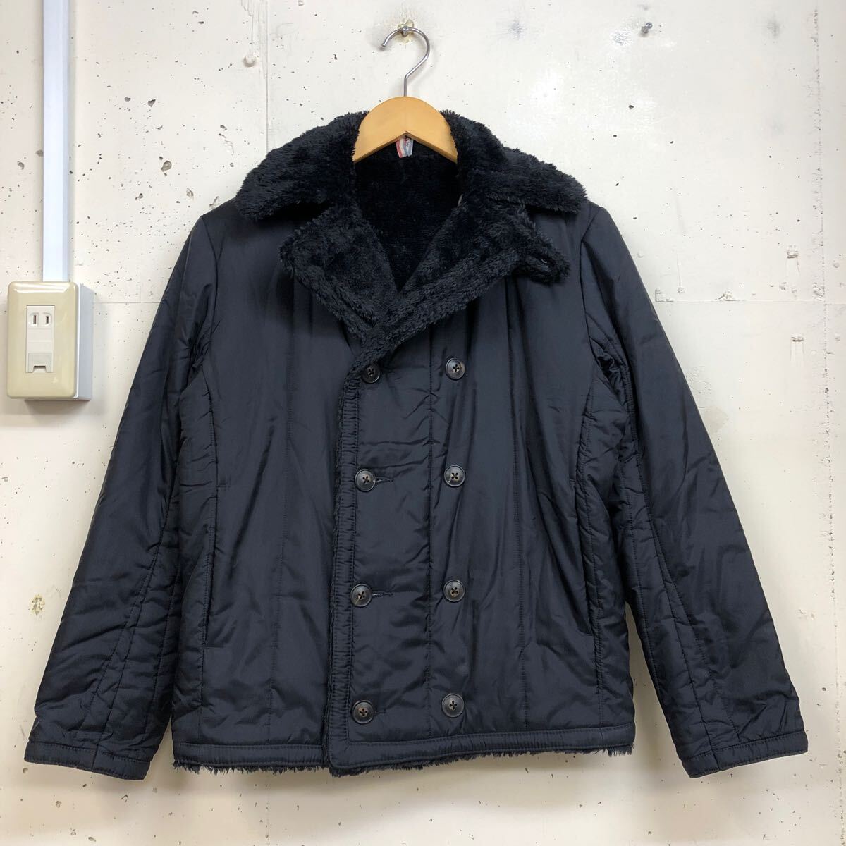 umii908 45rpm フォーティーファイブアールピーエム 内ボア 中綿キルティング ダブル ショート コート ジャケット サイズ1 ネイビー 紺 拍卖