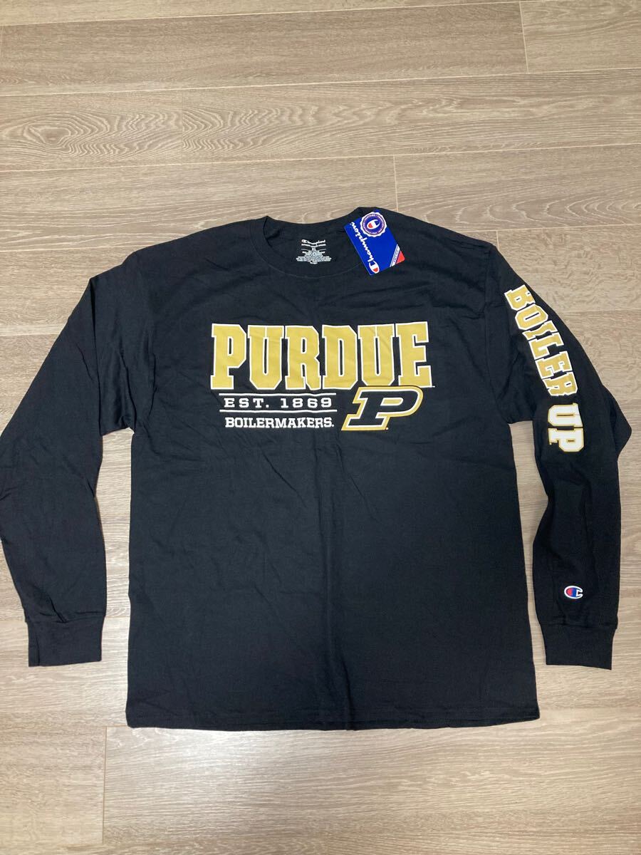 新品未使用 パデュー大学 Purdue University 長袖ロングTシャツ チャンピオンChampion製 XL 黒 大学公式品アメリカ購入拍卖