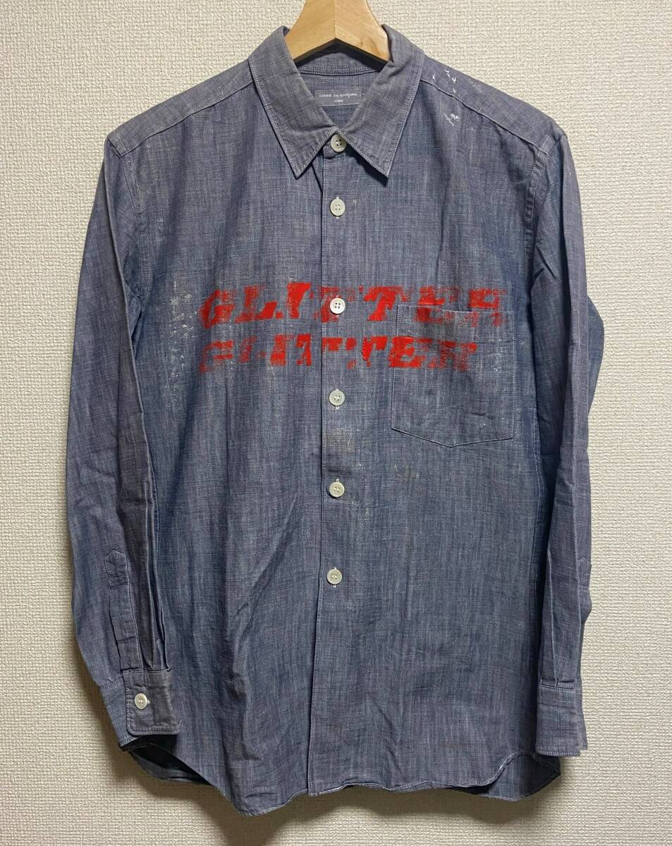 美品 初期 コムデギャルソン オム AD2002 GLITTER ロゴ ペイント シャツ HG-B081 COMME des GARCONS HOMME Tシャツ拍卖