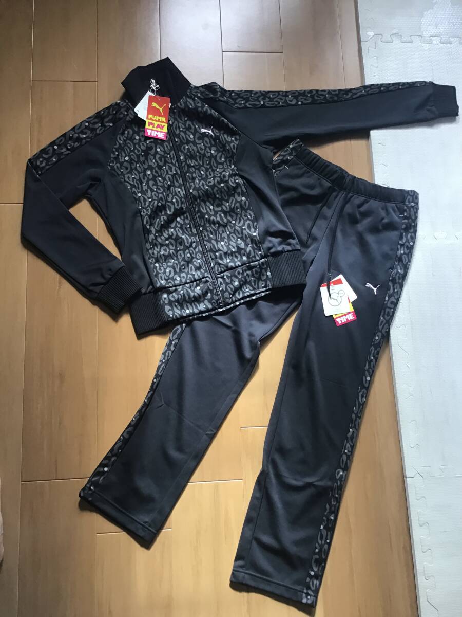 PUMA プーマ レディース ジャージ上下 セット 黒 ブラック 豹柄 アニマル S 未使用 タグ付拍卖
