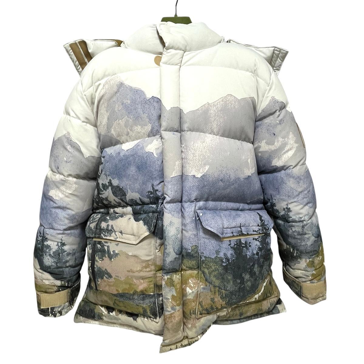 グッチ×ノースフェイス【GUCCI×THE NORTH FACE】21AW トレイルプリント ダウンジャケット XL ベージュ 19477拍卖