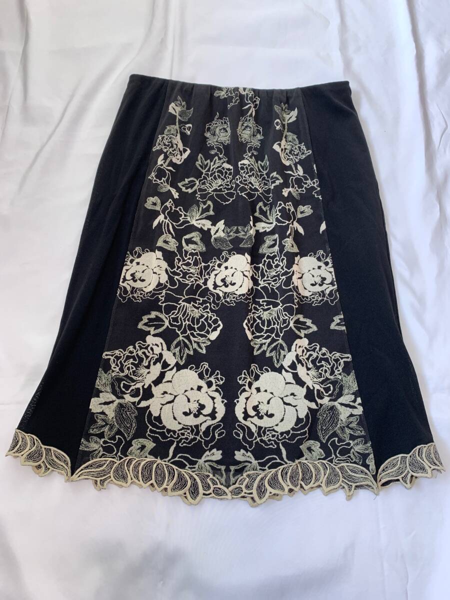 Vivienne tam ヴィヴィアンタム スカート メッシュ パワーネット 黒 花柄 アーカイブ archive mesh skirt拍卖