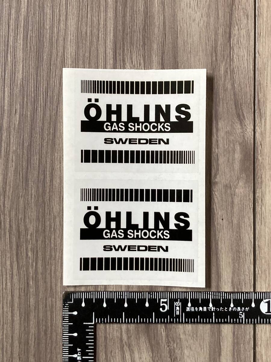 ★送料無料★OHLINS オーリンズ ラミネート ステッカー シール デカール ペアセット ブラック&クリア 6 x 4.8cm拍卖