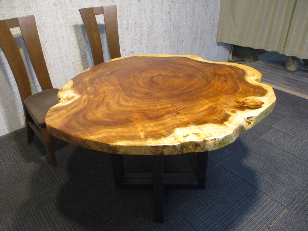 #1390■ モンキーポッド 輪切り 丸テーブル テーブル 板 ローテーブル ダイニング カフェテーブル 座卓 天板 無垢拍卖