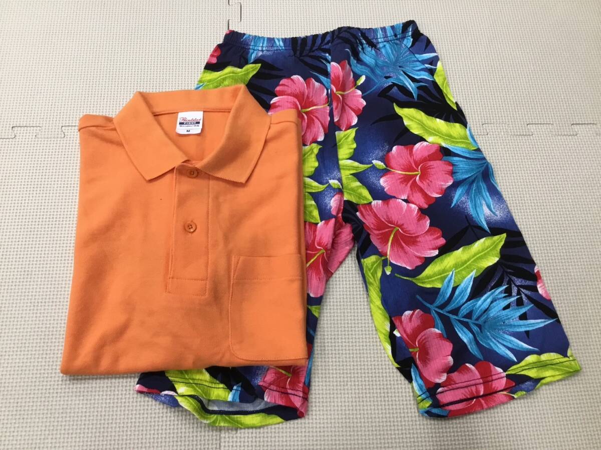 S465 未使用品【ポロシャツ&パンツ】男女兼用ポロシャツx1 レディースパンツx1 サイズ M 2枚/オレンジ/半袖/ハーフパンツ/スイミング拍卖