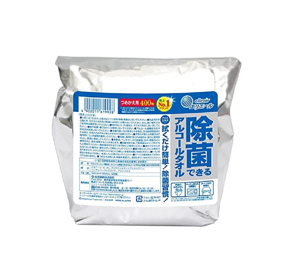 エリエール除菌できるアルコールタオル大容量つめかえ用400枚 容量400枚 大王製紙 ウェットティッシュ拍卖