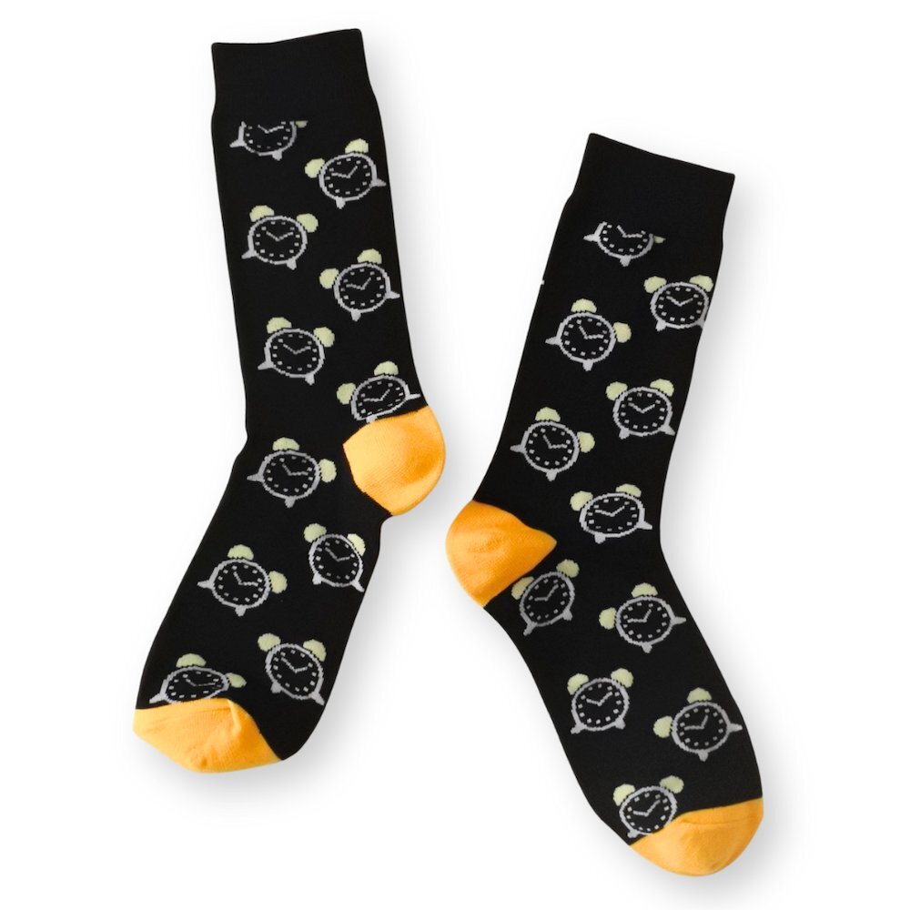 メンズ 靴下 総柄 目覚まし時計 ソックス MENS SOCKS SOX お洒落 オシャレ 足元拍卖