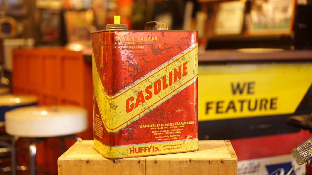 ヴィンテージ HUFFY ガソリン缶 オイル缶 USA 雑貨 当時物 ガレージ ディスプレイ インテリア 什器 ガーデニング 飾り拍卖