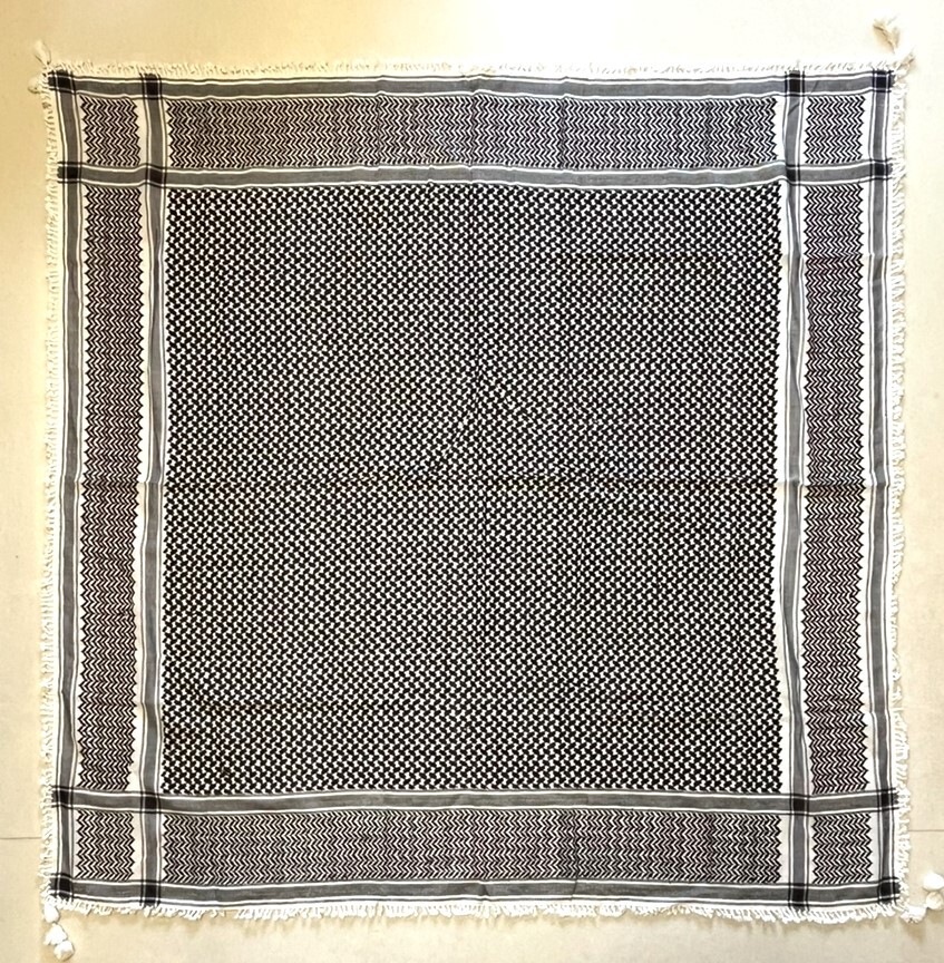 花とら●リサイクル ショール 白黒 大判 125cm 男女兼用 ユニセックス 241125拍卖