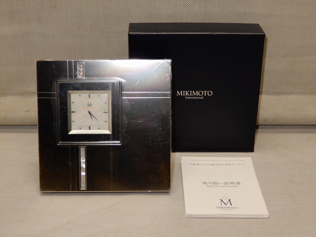 ●MIKIMOTO ミキモト 置時計 貝文字盤 パール付き 真珠 未使用保管品●拍卖