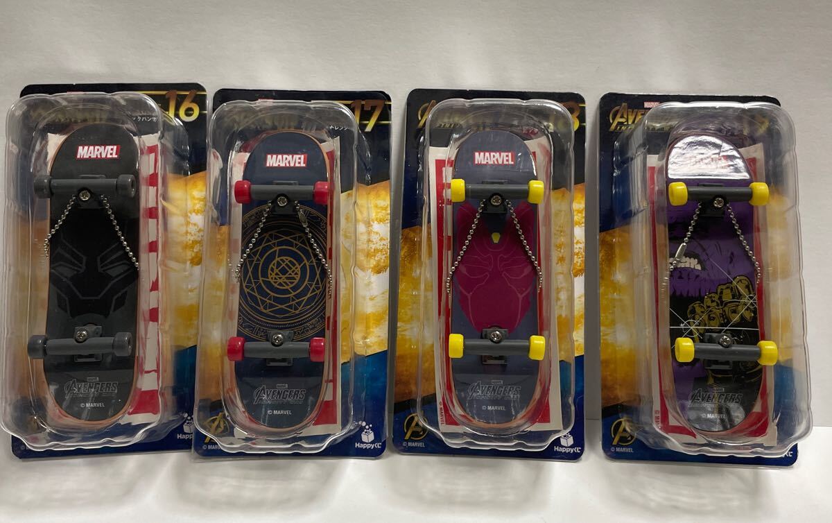 ハッピーくじ マーベル アベンジャーズ フィンガースケートボード賞 即決 送料無料 指スケ 指スケボー フィンガーボード 4種セット サノス拍卖