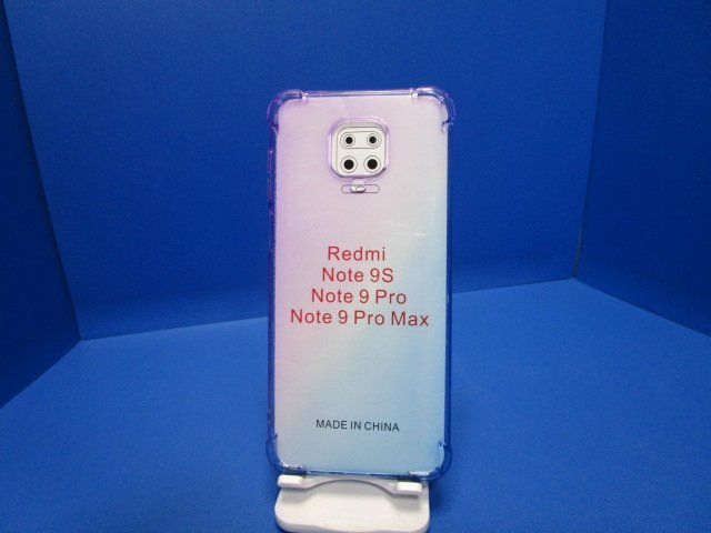 Xiaomi Redmi Note 9S ケース グラデーション クリア 透明 TPU ソフト ケース 耐衝撃 傷防止 滑り防止 シャオミ パープル+ブルー拍卖