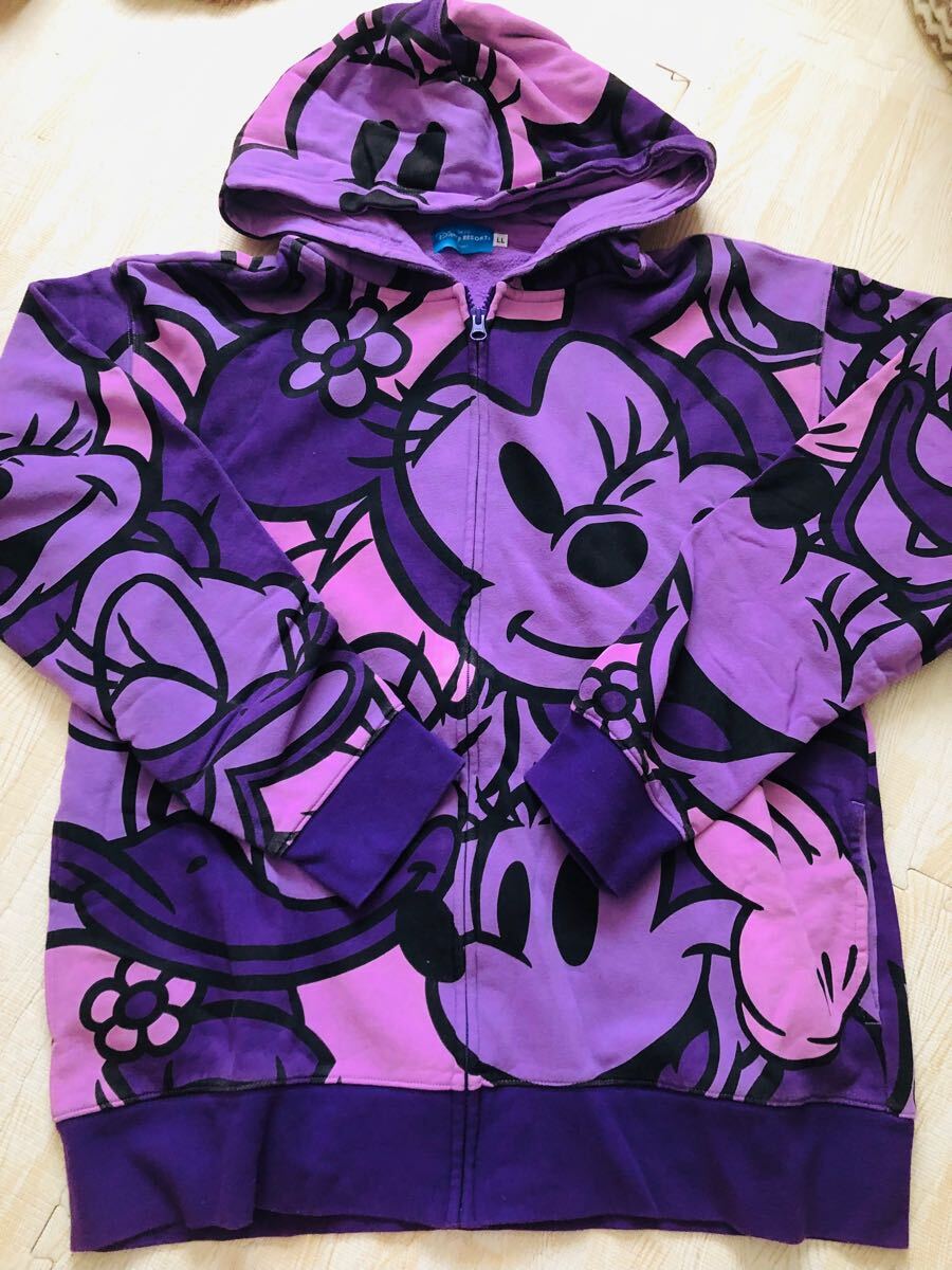 ディズニーリゾート ミニー&デイジー パーカー LLサイズ パープル 紫 ミッキー ドナルド グーフィー プルート拍卖
