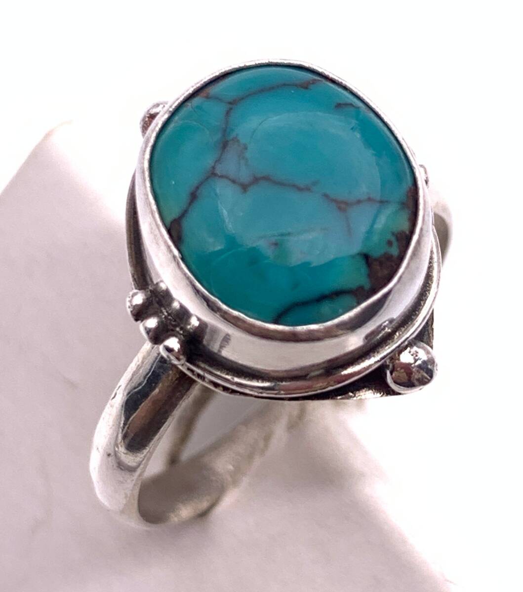 天然石ターコイズ silver925リング☆17.5号拍卖