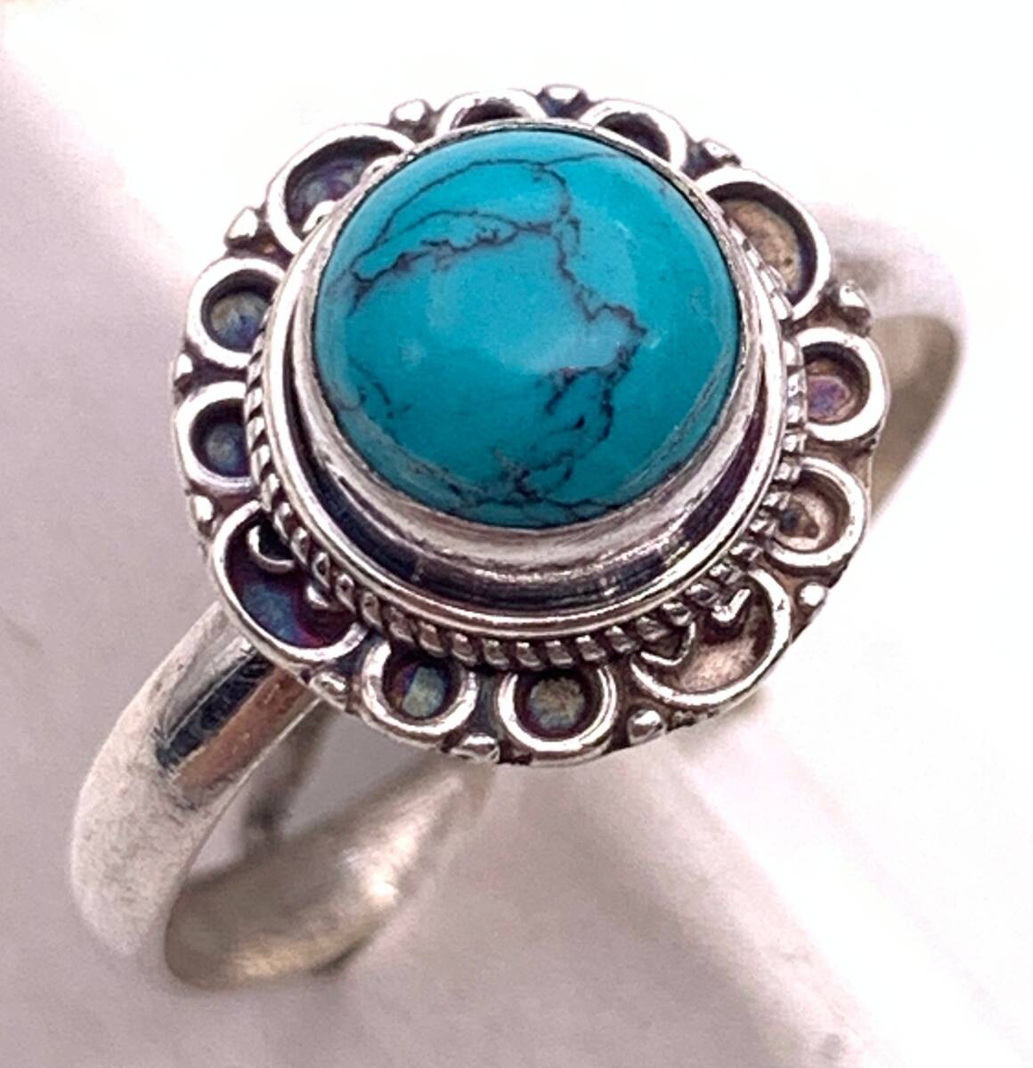 天然石ターコイズ アンティーク風 silver925リング☆16.5号拍卖