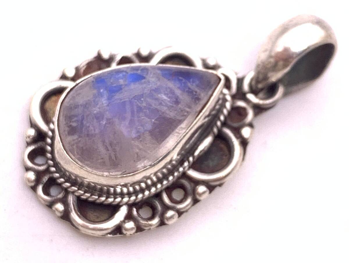 天然石ムーンストーンsilver925トップ/HANDMADE-ST拍卖