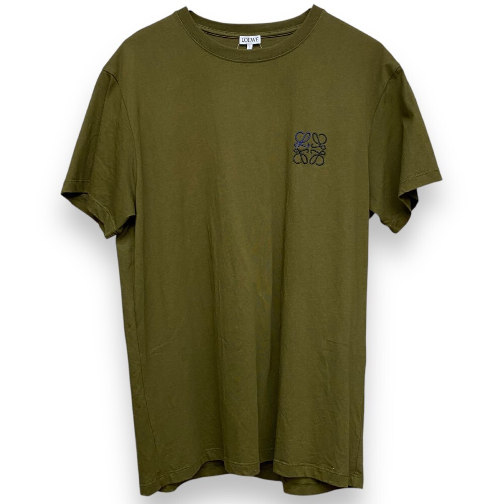 LOEWE アナグラム刺繍半袖Tシャツ Mサイズ オリーブ カーキ H526Y22J26 ロエベ 半袖カットソー コットン拍卖