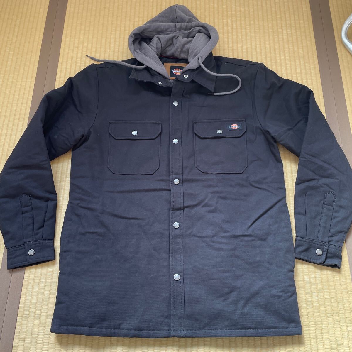 ディッキーズ ジャケット Dickies 中綿 シャツジャケット パーカー付き キルティングジャケット ブラック拍卖
