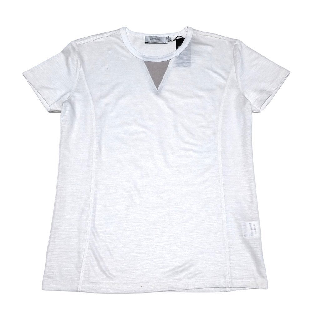 新品正規70%OFF ARTISAN アルチザン 日本製 半袖Tシャツ M 白 麻 リネン 革 切替仕立て 春夏 6239m拍卖