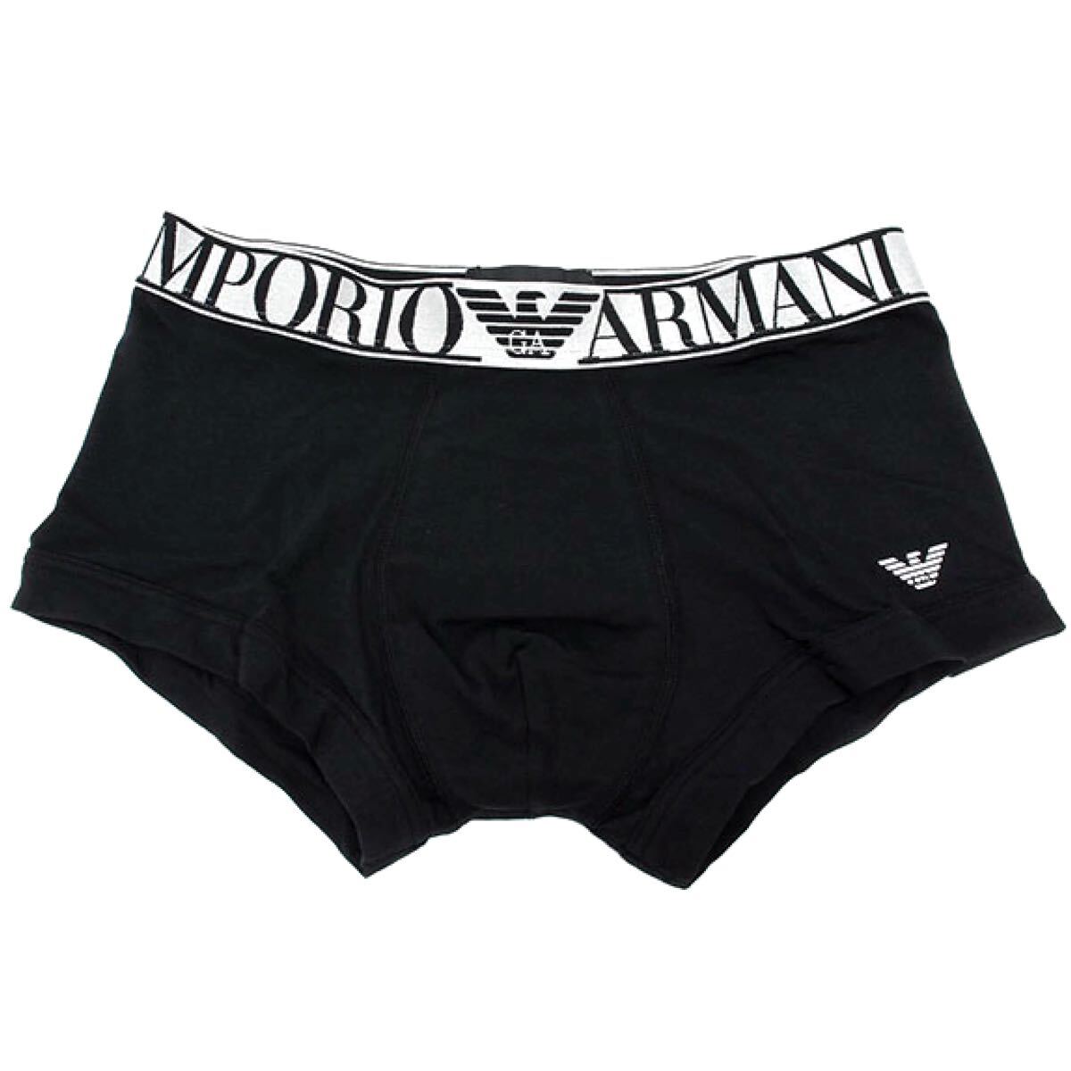 正規 新品 未着用 EMPORIO ARMANI エンポリオ アルマーニ ストレッチ コットン ボクサーパンツ ブラック × シルバー拍卖