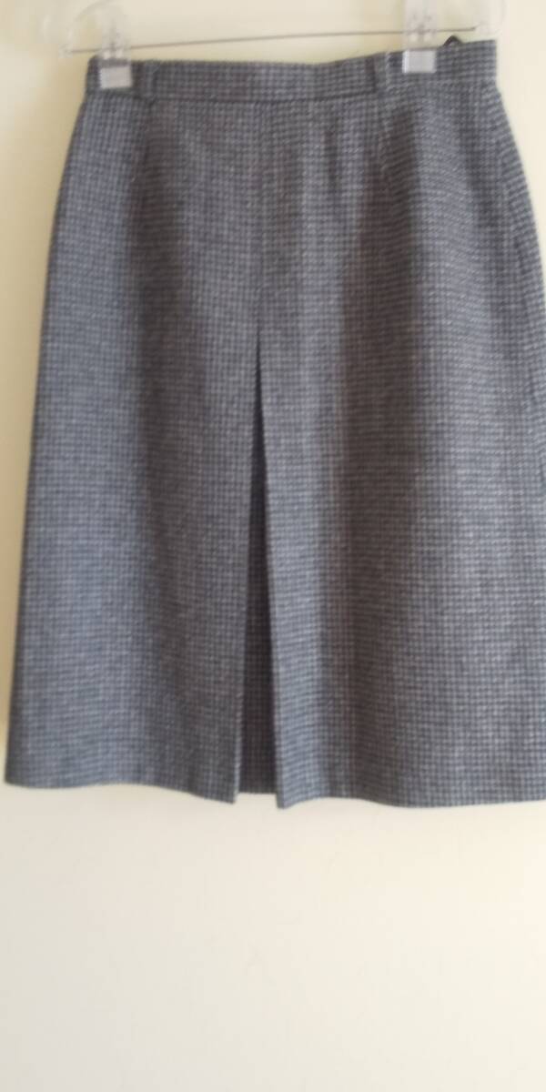 ★TENYO★ウール65% ボックスプリーツ スカート★グレー系★ W72★拍卖