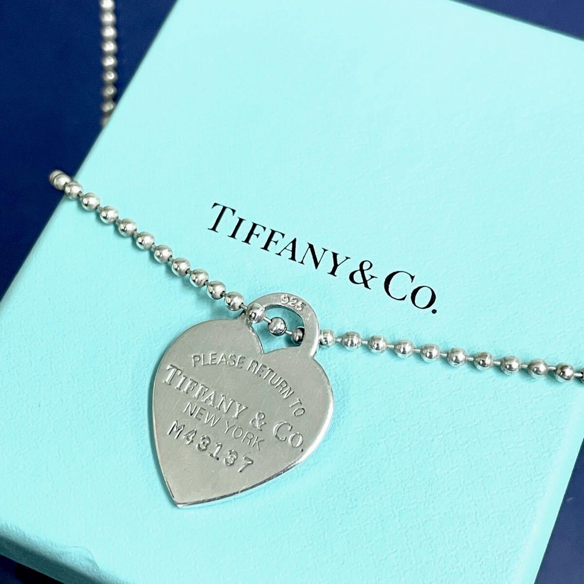 【ティファニー】基準内 TIFFANY&Co. ネックレス リターントゥハート シルバー925 全長86cm トップ幅2.2cm アクセサリー 女性用 レディース拍卖